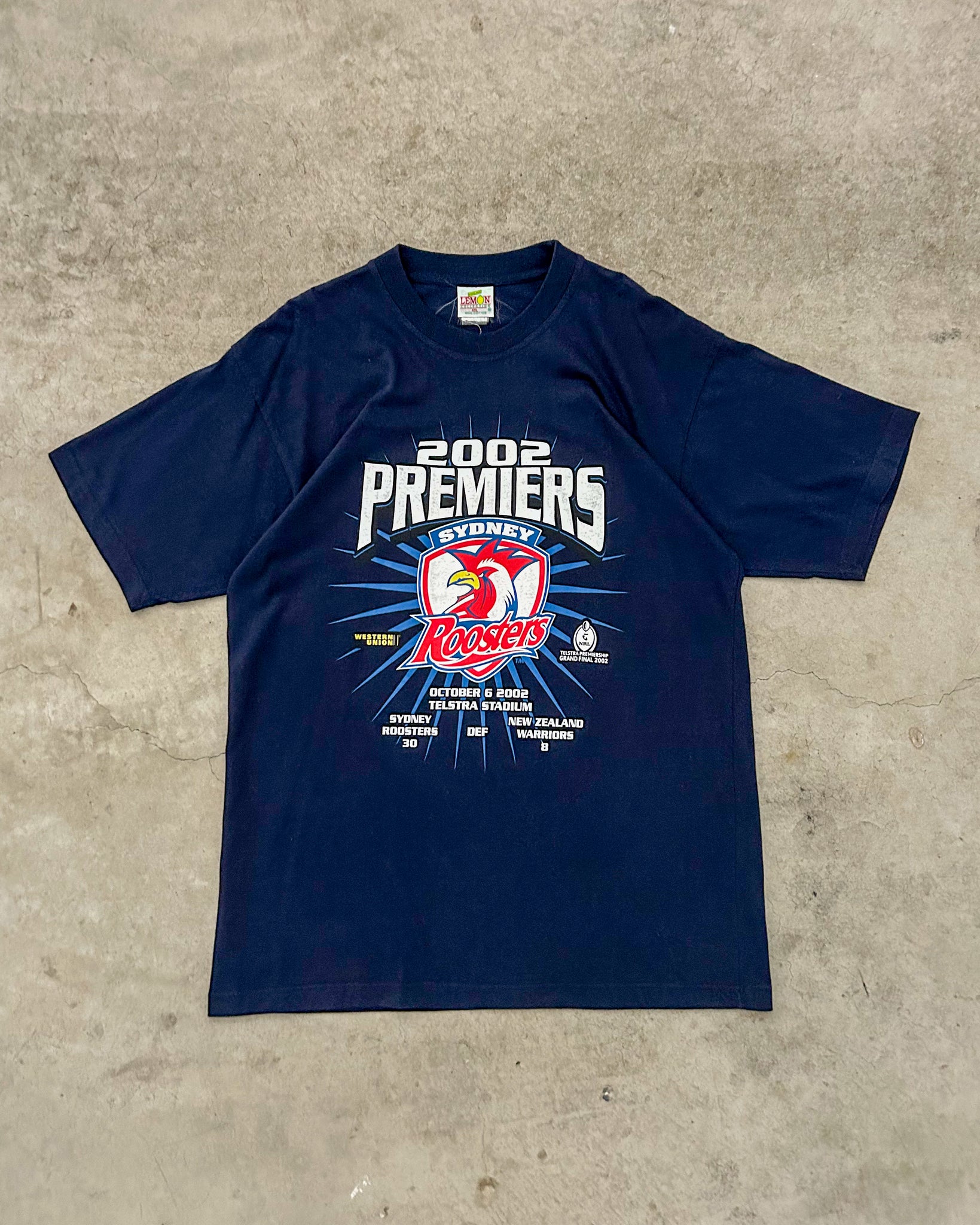 Vintage 2002 Sydney Roosters Premiers NRL T-Shirt - XL