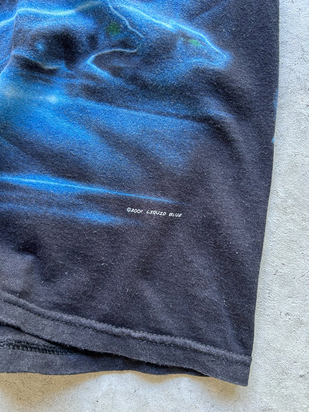 Vintage 2001 Liquid Blue Wolf Nature All Over Print T-Shirt - XL