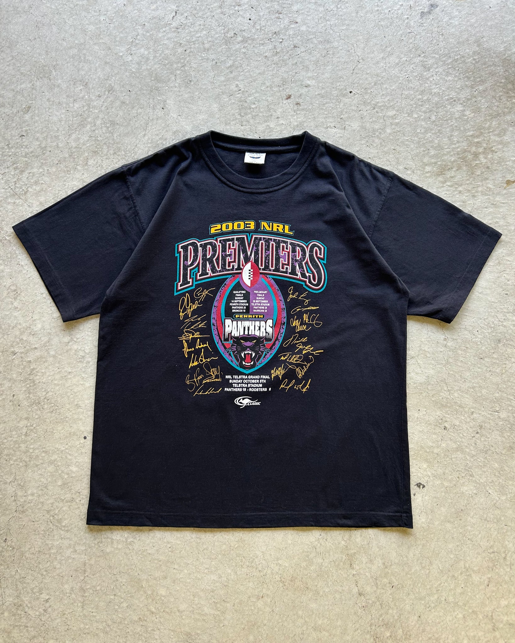 Vintage 2003 Penrith Panthers Premiers NRL T-Shirt - XL