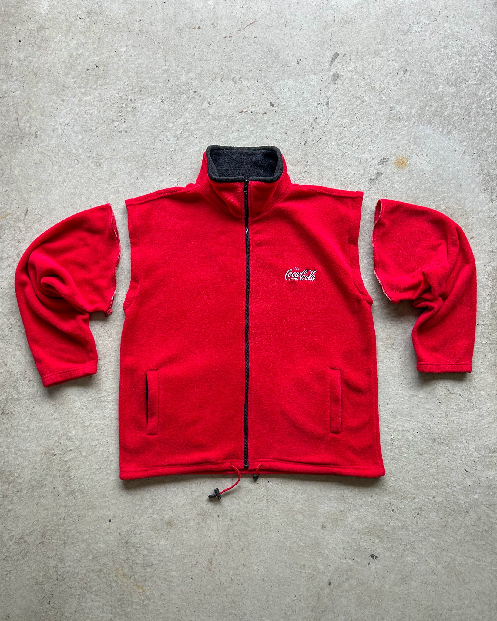 Vintage Coca Cola Convertible Fleece Jacket Vest - XL