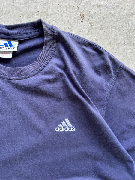 Vintage 2001 Adidas Embroidered Logo Navy T-Shirt - XL