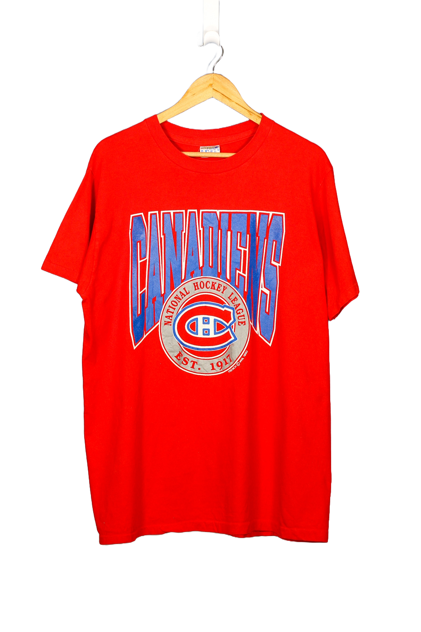 Vintage 1990 Montreal Canadiens Spell Out NHL T-Shirt - L