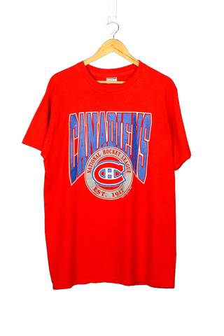 Vintage 1990 Montreal Canadiens Spell Out NHL T-Shirt - L