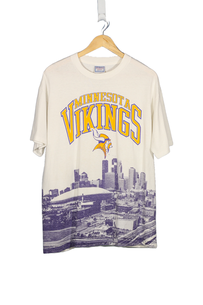 Vintage Minnesota Vikings All Over Print NFL T-Shirt - L