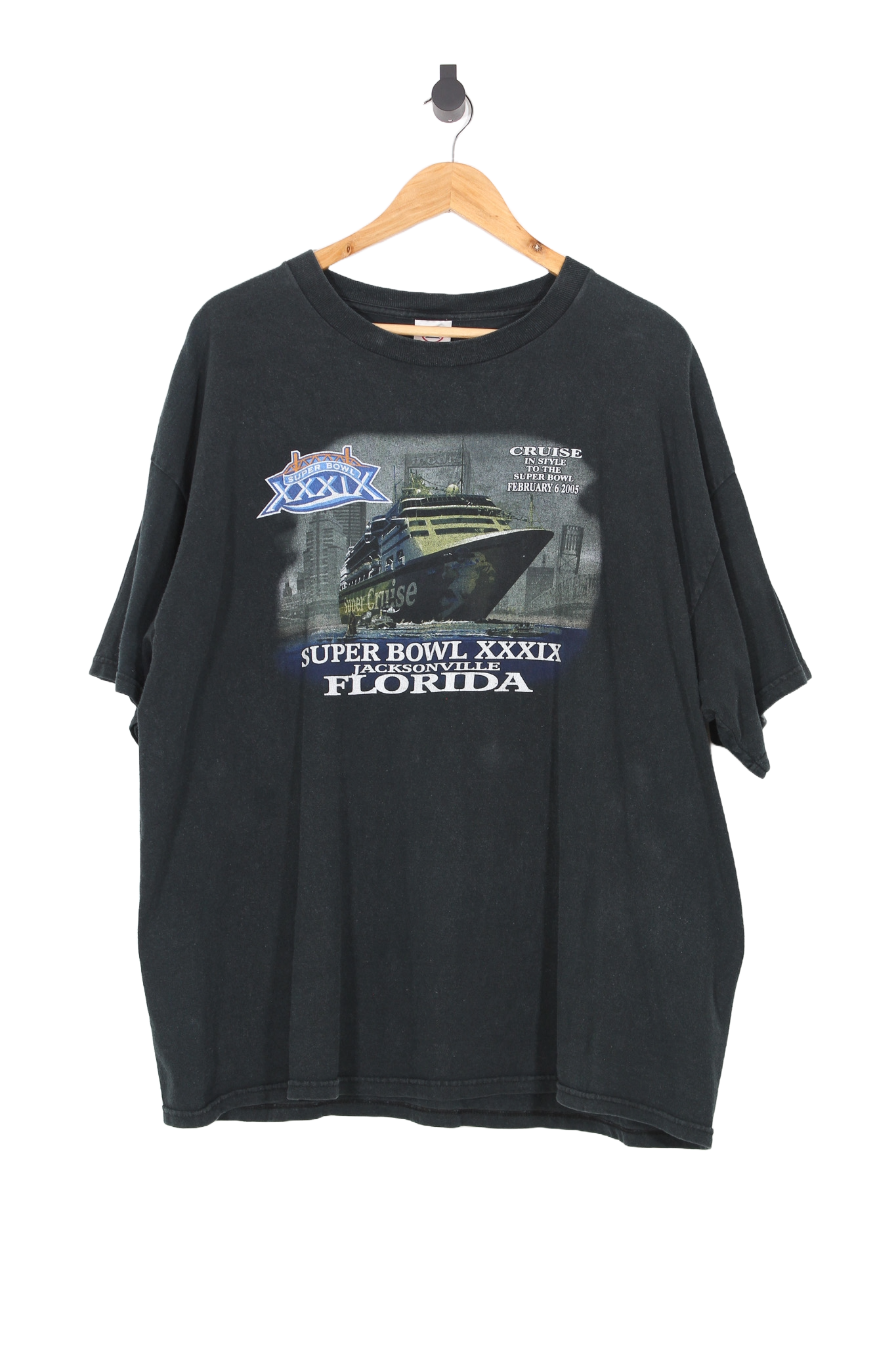 2005 Super Bowl XXXIX Black NFL T-Shirt - XL Oversized