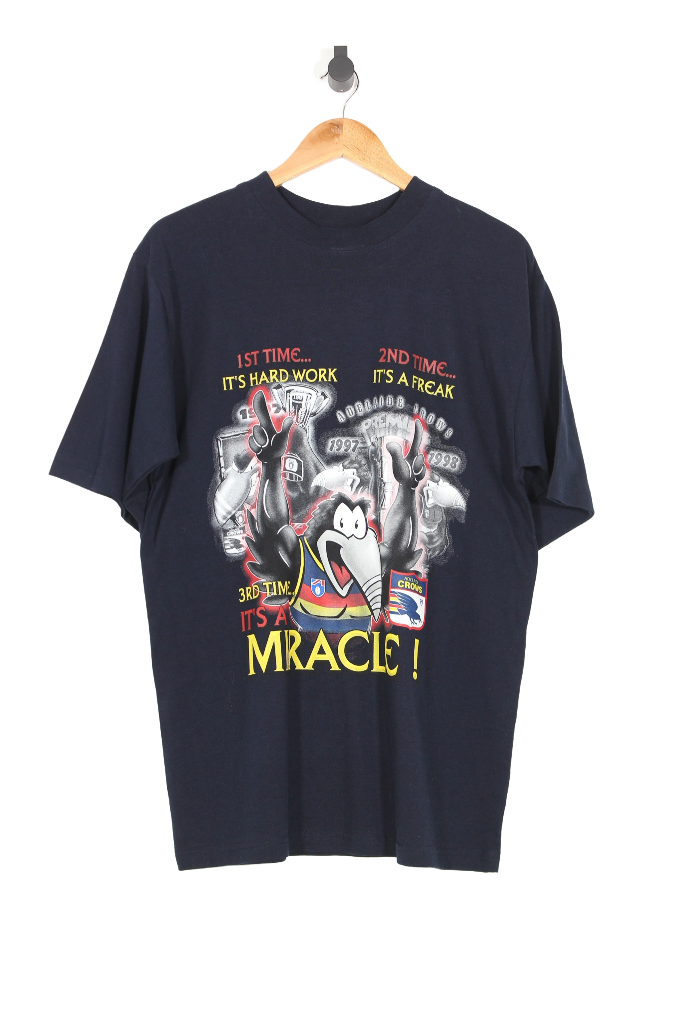 Vintage 1998 Adelaide Crows 3rd Time It's A Miracle! T-Shirt - L