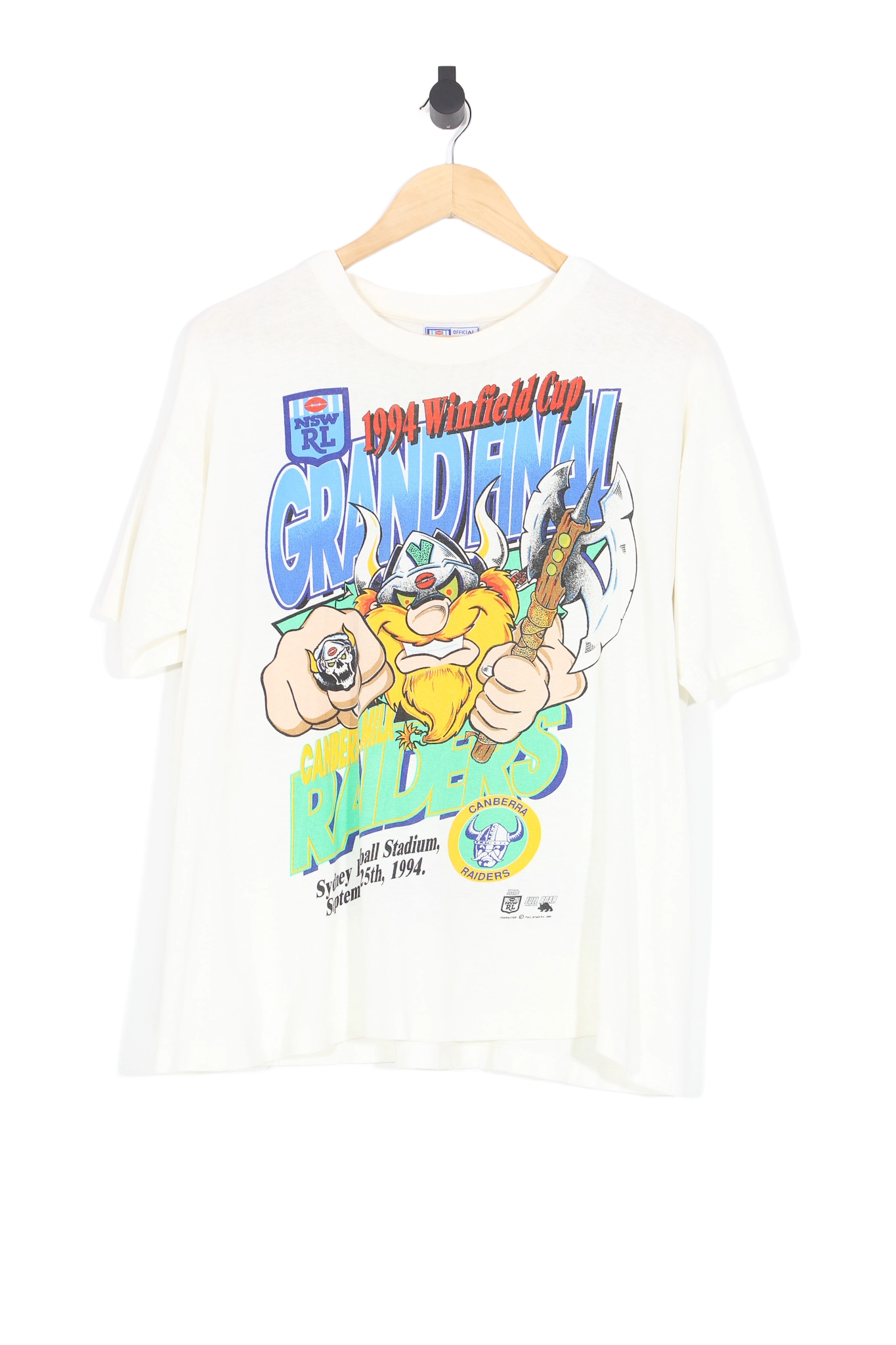 Vintage 1994 Canberra Raiders Winfield Cup Grand Final NRL T-Shirt - M (Boxy)