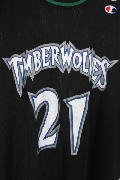 Vintage 1990's Minnesota Timberwolves Basketball Jersey #21 Kevin Garnett - 52