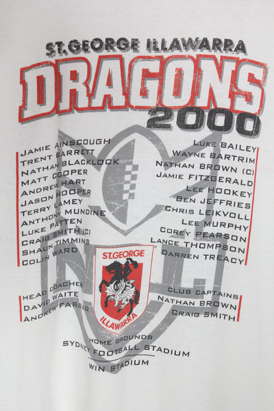 Vintage 2000 St George Illawarra Dragons Millennium Team NRL T-Shirt - XL