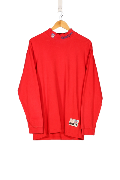 Vintage New York Giants Mockneck Long Sleeve NFL T-Shirt - L