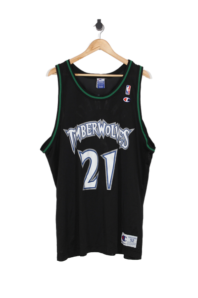 Vintage 1990's Minnesota Timberwolves Basketball Jersey #21 Kevin Garnett - 52