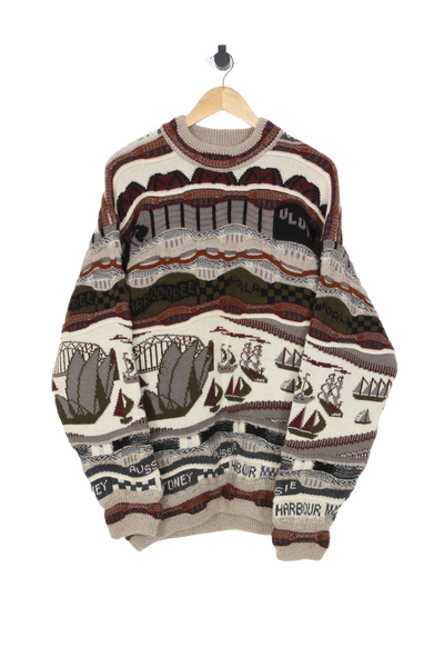 Vintage Corroboree Sydney Harbour Australia Wool Knit Sweater - XL