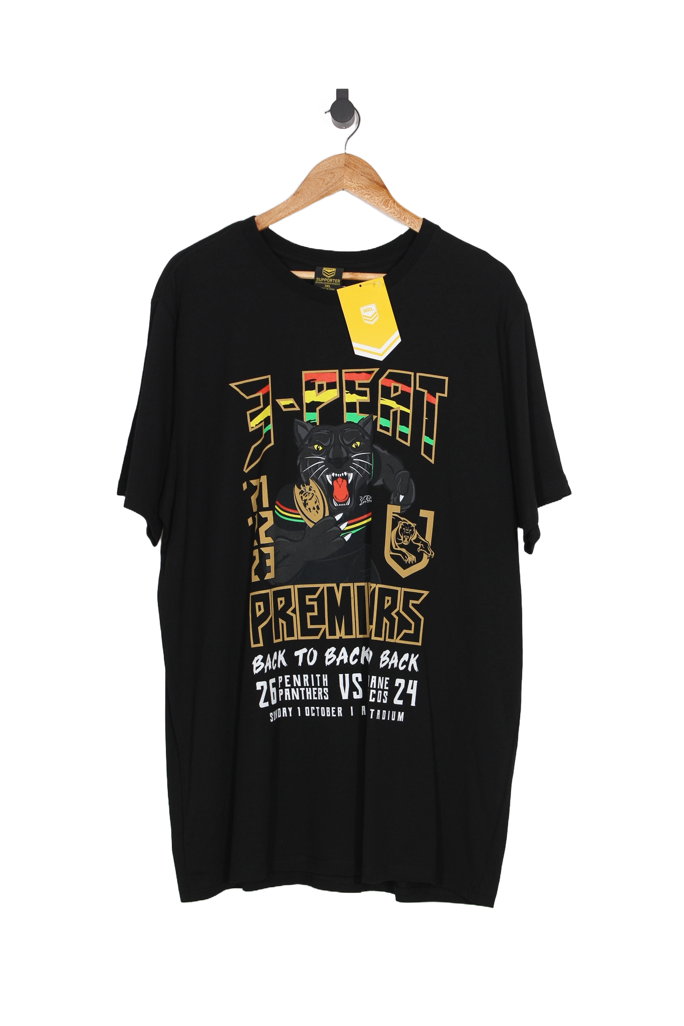 2023 Penrith Panthers 3-Peat Premiers NRL T-Shirt - XL