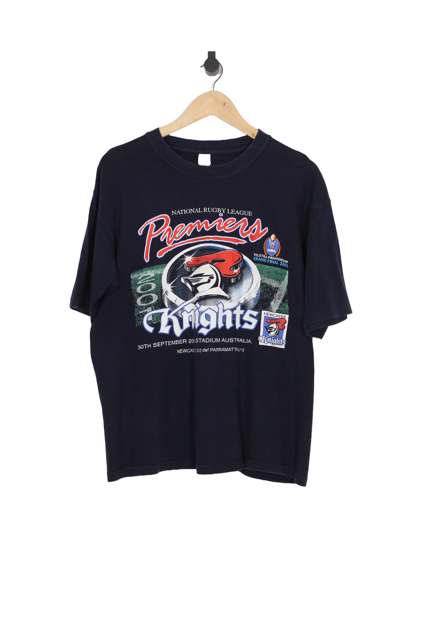 Vintage 2001 Newcastle Knights Premiers NRL T-Shirt - L