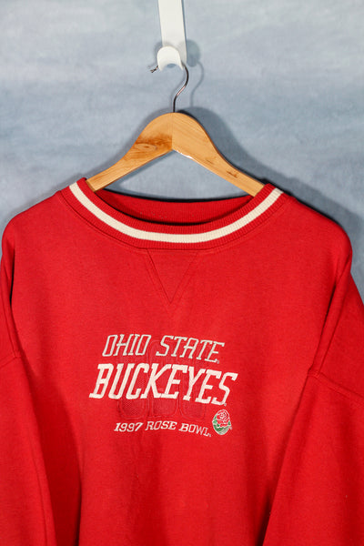 Vintage 1997 Ohio State Buckeyes Rose Bowl Champions Embroidered College Crewneck - XXL Oversized