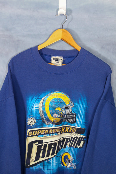 Vintage 2000 St. Louis Rams Super Bowl XXXIV Champions NFL Crewneck - XL
