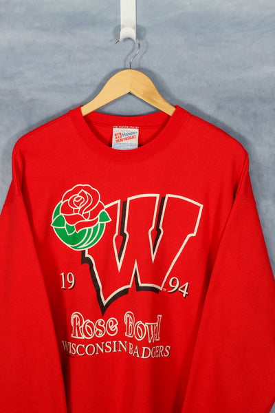 Vintage 1994 Wisconsin Badgers Rose Bowl College Crewneck - L